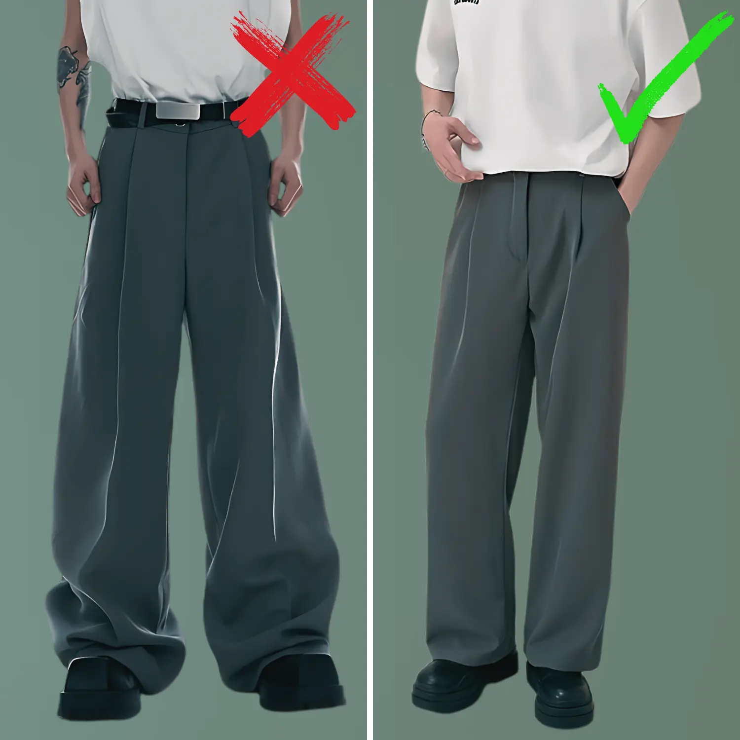 Avoid wearing too bulky high-rise trousers