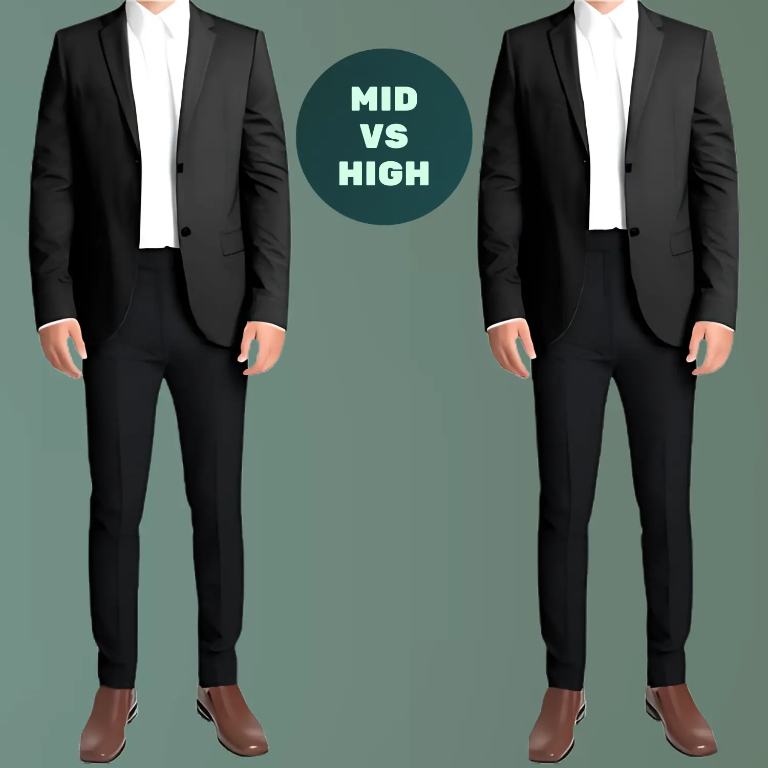 Mid-rise vs High-rise trousers